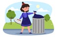 Little smiling girl is taking out the trash Royalty Free Stock Photo