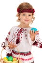 Little smiling Ukrainian girl with Easter basket