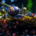 Little snail with bokeh light generative A