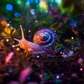 Little snail with bokeh light generative A