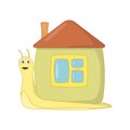 Little snail with a house on its back. Vector illustration Royalty Free Stock Photo