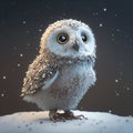 Little snow owl in snowy winter day. Generative ai Royalty Free Stock Photo