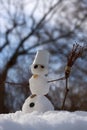 Little snowman with broom Royalty Free Stock Photo