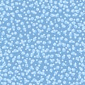 Little soap bubbles seamless doodle pattern. Light balls silhouettes and background in blue palette