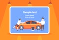 Little son helping his father washing car happy family man with boy spending time together male cartoon characters full Royalty Free Stock Photo