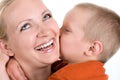 Little son kisses mum Royalty Free Stock Photo