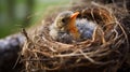 little sparrow sitting in a nest generated by AI tool