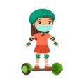 Little sportswoman with a protective mask. Virus protection, allergies consept.