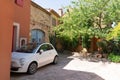 Little square with fashion small car village Roussillon provence France Royalty Free Stock Photo