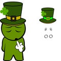 Little St patrick day character cartoon kawaii expresions set pack illustration Royalty Free Stock Photo