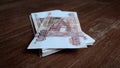 Little stack of russian rubles Royalty Free Stock Photo
