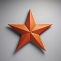 Little Star: 3d Origami Star In Dark Orange On Gray Background