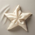 Little Star: 3d Rendered Flower-shaped Star Pillow In Ivory Viscose