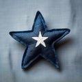 Little Star Embellished With White Star - Handcrafted Navy Embroidery