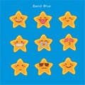 Little star emoji, star smile icons set