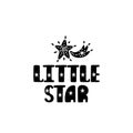 Little star. Hand drawn nursery print with meteor. Black and white poster