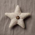 Little Star: Handwoven Textile-inspired Ivory Star With Brown Buttons Royalty Free Stock Photo