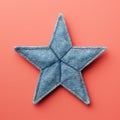 Little Star: Minimalistic Japanese Style Denim Star On Pink Background Royalty Free Stock Photo