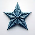 Little Star: Origami Blue Star On White Background