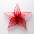 Little Star: Red Organza Botanical Abstraction On Clean Background