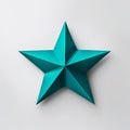 Little Star: Turquoise Origami Star On White Background