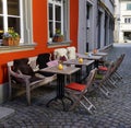 a little street cafe on Lindau island in Germany at Eastertime Royalty Free Stock Photo