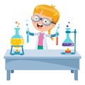 Little Student Doing Chemical Experiment Royalty Free Stock Photo