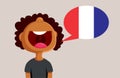 Funny Child Speaking French Vector Cartoon Illustration Royalty Free Stock Photo