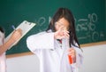 Little students study science in classroom