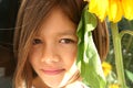 Little Sunflower Girl Royalty Free Stock Photo