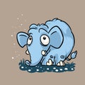 Little surprised elephant character postcard illustration cartoon