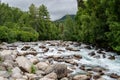 Little Susitna River with many large rocks and boulders along Alaska`s Hatcher Pass Royalty Free Stock Photo