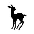 Little sweet deer. Black cut silhouette on a white background. H