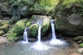 A waterfall in the Little Switzerland of Luxembourg, Mullerthal Royalty Free Stock Photo