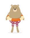 Little Teddy Bear Dress Up with Swimming Suit Royalty Free Stock Photo