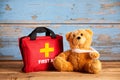 Little teddy bear with an injured arm Royalty Free Stock Photo