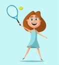 Little tennis player. Cartoon vector illustration Royalty Free Stock Photo