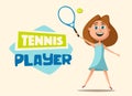 Little tennis player. Cartoon vector illustration Royalty Free Stock Photo