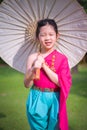 Little Thai Girl, Child, in Traditional Thai Costume Royalty Free Stock Photo