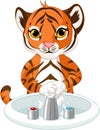 Little Tiger Washing Hands Royalty Free Stock Photo