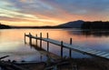 Little Timber Jetty on Wallaga Lake at Sunset Royalty Free Stock Photo