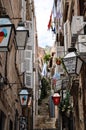 Little tipical street in the old town of Dubrovnik Royalty Free Stock Photo