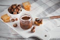 Little Toasts with sweet chocolate spread for breakfast