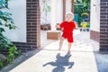 Little toddler baby boy making his first steps outdoors Royalty Free Stock Photo