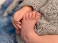 Little toes and fingers of a kid, closeup