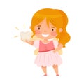 Little Tooth Fairy with Milk Baby Tooth Vector Illustration