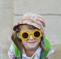 Little tourist in big old city Royalty Free Stock Photo