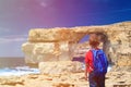 Little tourist looking at Azure Window on Gozo