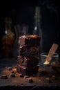 A little tower brownie, food photography, clean sharp focus