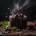 A little tower brownie, food photography, clean sharp focus